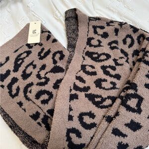 Leopard Open Cardigan - Taupe/Black